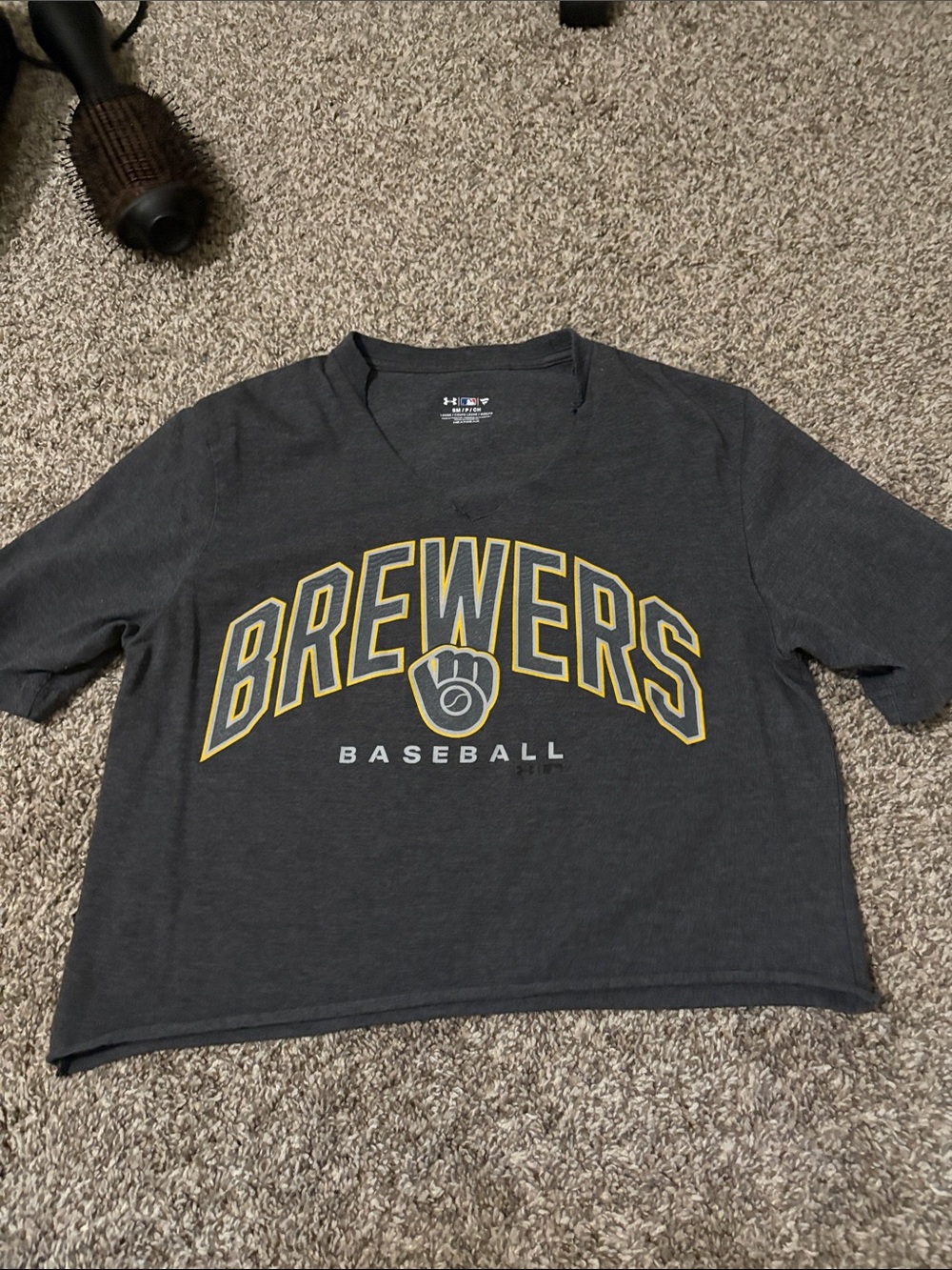 Under Armour Brewers Baseball Tee - Gray with Yellow Trim